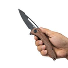 KUBEY KU345E Merced vreckový nôž 8,8 cm, Blackwash, hnedá Tan, G10 