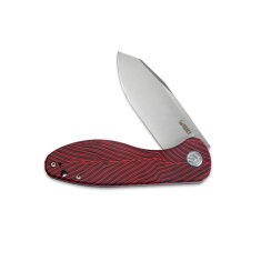 KUBEY KU358J Master Chief vreckový nôž 8,7 cm, čierno-červená, G10, damašek, spona