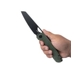 KUBEY KU365F Elang vreckový nôž 10 cm, Blackwash, tmavozelená, Micarta, spona
