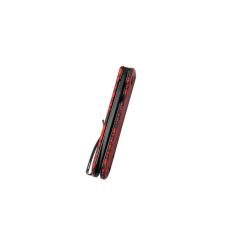 KUBEY KU371F Neo vreckový nôž 7,6 cm, Blackwash, čierno-červená, damaškový vzor, G10, spona