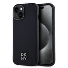 DKNY Zadný kryt PU Leather Stack Logo Magsafe pre iPhone 15 Black