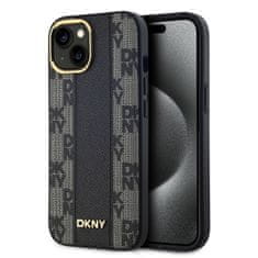 DKNY Zadný kryt PU Leather Checkered Pattern Magsafe pre iPhone 15 Black