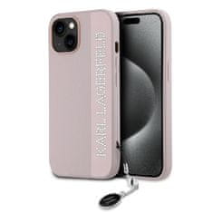 Karl Lagerfeld Zadný kryt PU Saffiano s kamienkami pre iPhone 15 Pink