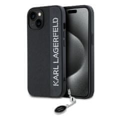 Karl Lagerfeld Zadný kryt PU Saffiano s kamienkami pre iPhone 15 Black