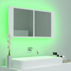 Vidaxl LED kúpeľňová zrkadlová skrinka biela 90x12x45 cm akryl