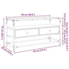 Vidaxl TV skrinka sklenená doska hnedý dub 98x35x51 cm kompozit. drevo