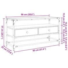 Vidaxl TV skrinka sklenená doska sivá sonoma 98x35x51 cm kompoz. drevo