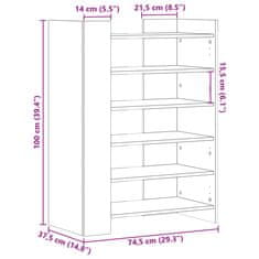 Petromila vidaXL Botník dub sonoma 74,5x37,5x100 cm kompozitné drevo