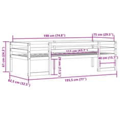 Petromila vidaXL Rám detskej postele biely 75x190 cm masívna borovica