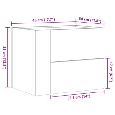 Petromila vidaXL Nástenný nočný stolík betónovosivý 45x30x35 cm