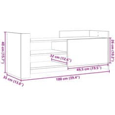 Vidaxl TV skrinka biela 100x35x40 cm spracované drevo