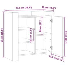 Petromila vidaXL Komoda biela 73,5x35x75 cm kompozitné drevo