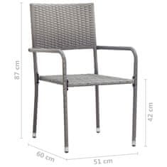 Petromila vidaXL Záhradné jedálenské stoličky 4ks, stohovateľné, sivé, polyratan
