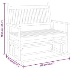 Petromila vidaXL Hojdacia lavička hnedá 118x70x104,5 cm masívny topoľ