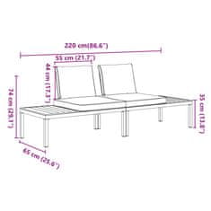 Petromila vidaXL 2-dielna záhradná sedacia súprava s podložkami čierna hliník