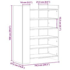 Petromila vidaXL Botník hnedý dub 74,5x37,5x100 cm kompozitné drevo