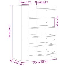 Petromila vidaXL Botník dymový dub 74,5x37,5x100 cm kompozitné drevo