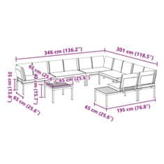 Petromila vidaXL 7-dielna záhradná sedacia súprava s podložkami čierna hliník