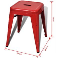 Vidaxl Stohovateľné stoličky 2 ks červené kov