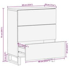 Vidaxl Komoda 60x34x75 cm, akáciový masív