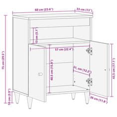 Vidaxl Bočná skrinka 60x33x75 cm masívne mangovníkové drevo