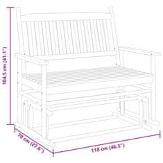 Petromila vidaXL Hojdacia lavička biela 118x70x104,5 cm masívny topoľ