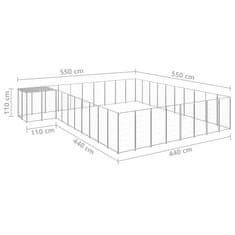 Vidaxl Koterec pre psy strieborný 25,41 m² oceľ