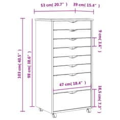 Vidaxl Skrinka so zásuvkami na kolieskach MOSS biela masívna borovica