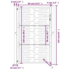 Vidaxl Záhradná brána 105x155 cm kortenová oceľ dizajn štvorca