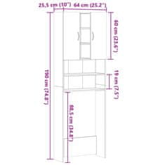 Vidaxl Skrinka na práčku sivý dub sonoma 64x25,5x190 cm