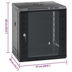 Vidaxl 12U Nástenná serverová skriňa 19" IP20 53x40x60 cm