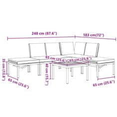 Petromila vidaXL 5-dielna záhradná sedacia súprava s podložkami čierna hliník