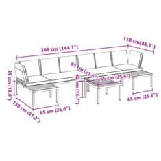 Petromila vidaXL 5-dielna záhradná sedacia súprava s podložkami čierna hliník