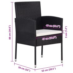 Petromila vidaXL Záhradné stoličky, krémové podložky 4 ks, čierne, polyratan