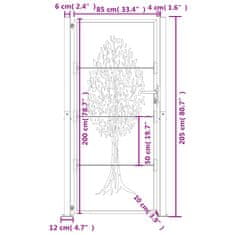 Vidaxl Záhradná brána antracitová 105x205 cm oceľ dizajn stromu