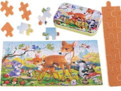 WOWO Lesné Zvieratká Puzzle pre deti - Puzzle pre deti Lesné Zvieratká - 60 dielikov v plechovke