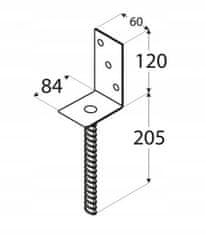 DOMAX Skrutkovaná základňa stĺpa zlatá 84x130x90x5mm