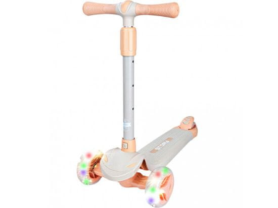 Detská trojkolesová kolobežka Story Mini Friends s LED kolieskami scooter, biela H-028-OR