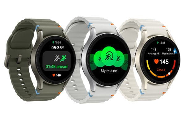 Chytré hodinky smartwatch Samsung Galaxy Watch7 hliníkové tělo multisport výkonné chytré hodinky výkonné chytré hodinky zdravotní funkce operační systém Wear OS jedinečné funkce vyspělé funkce Google Pay EKG míra okysličení krve fitness hodinky vlajkový výkon kvalitní materiál EKG prémiové zpracování odolné materiály NFC platby interní paměť hudba multisport ovládání fotoaparátu moderní procesor odolnost rychlonabíjení nové funkce galaxy watch NFC WiFi eSIM Bluetooth volání duální GPS