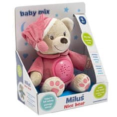 Baby Mix Plyšový zaspávačik medvedík s projektorom ružový