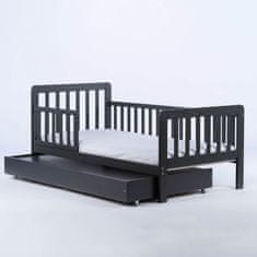 DREWEX Detská posteľ so zábranou a šuplíkom Nidum 140x70 cm grafit