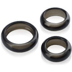 XSARA Sada tří gelových kroužků na penis - elastické ringy s různými průměry - 74838169