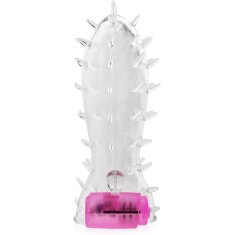 XSARA Měkký gelový návlek na penis s hroty + vibrační stimulátor klitorisu - 76305301