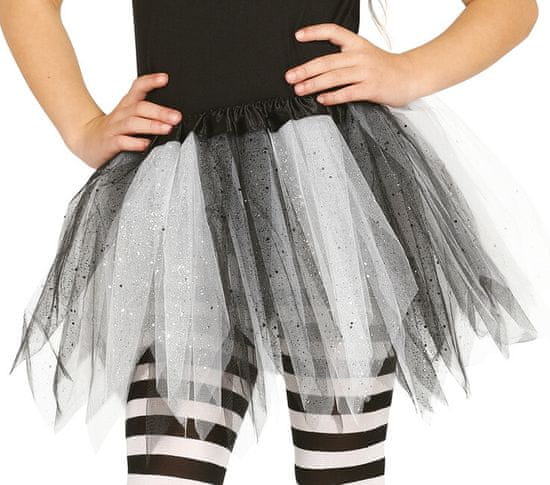 Guirca Detská tutu sukňa bielo-čierna s trblietkami 30cm