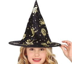 Guirca Detský čarodejnícky klobúk čierno-zlatý