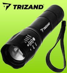 Trizand Taktické ručné hliníkové svietidlo T6 USB Zoom - čierna
