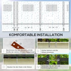 OUTSUNNY Plot Pre Jazierko, 365 X 126 Cm Záhradný Plot, Sada 4 Dekoratívnych Plotov Pre Bazén S Nožným Zásuvným Plotom Na Terasu, Balkón, Pletivo, Čierna 