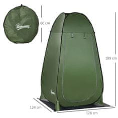 OUTSUNNY Pop-Up Shower Tent Wc Stan Na Kemping, Mobilné Vonkajšie Wc, Tmavo Zelené, S Taškou, 126X124X189Cm 