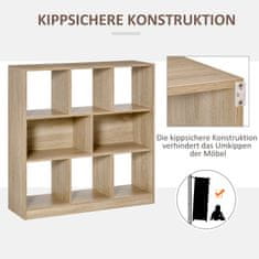 HOMCOM Polička Na Knihy Natural 3-Tier Úložná Polička, Kancelársky Regál, Polička Na Vystavenie Do Domácej Kancelárie/Obývačky, 97,5X30X100Cm 