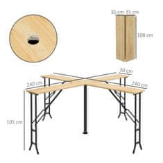 OUTSUNNY Stôl Na Pivný Stan, Skladací Barový Stôl, Pivný Stolík Quattro Pre 20 Osôb, Súprava Pivného Stanu 105 Cm S Otvorom Na Dáždnik, Nosnosť Do 120 Kg 